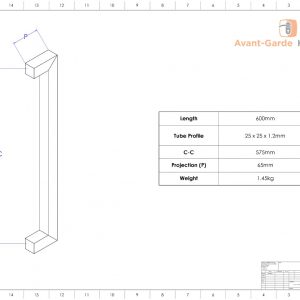 600mm WHITE Entry door Handle | Dalton Series